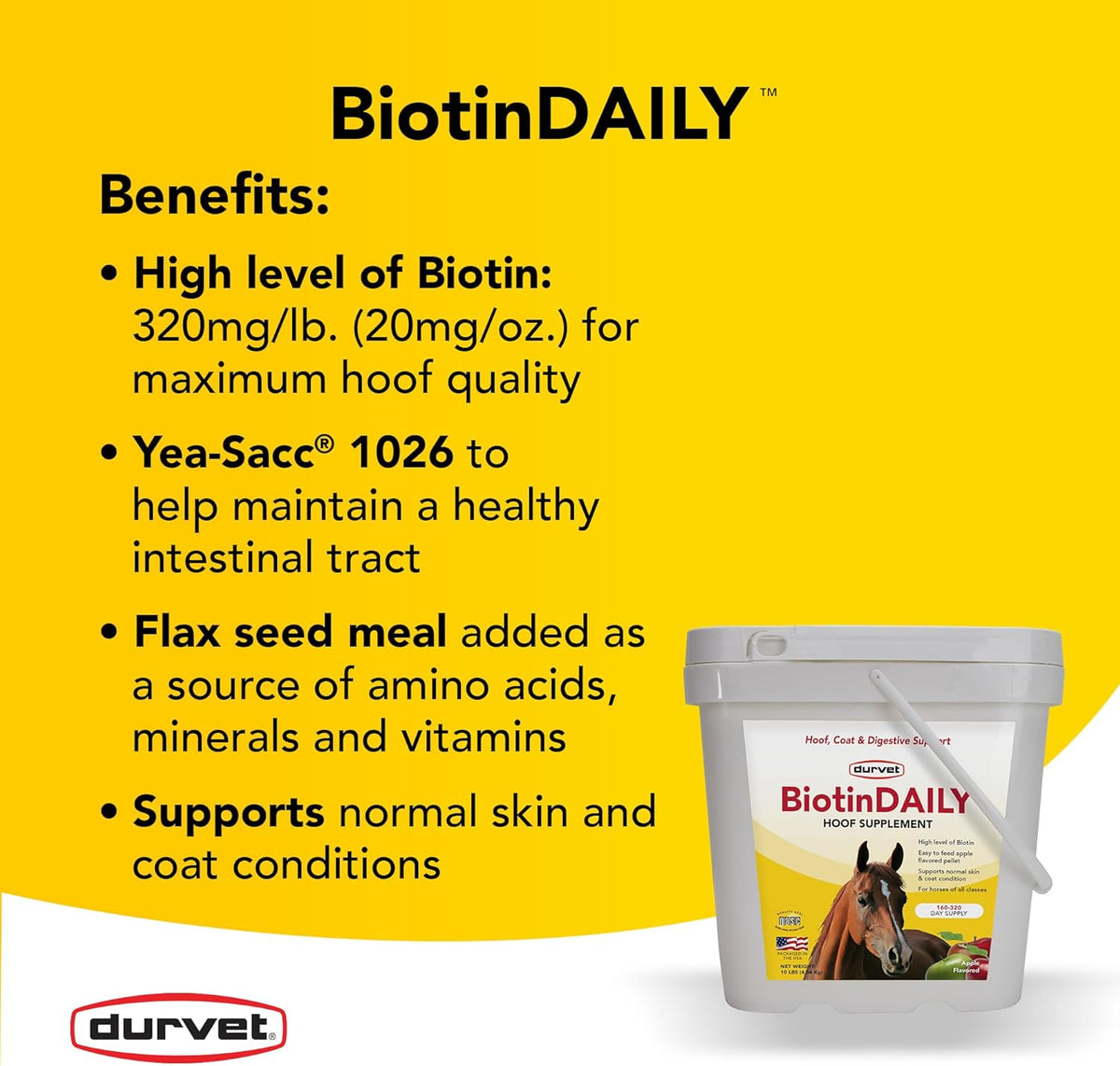 Durvet Biotin Daily Hoof Supplement for Horses 10 lbs.