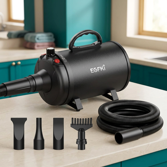 High-Velocity Dog Grooming Dryer – Heater & 4 Nozzles