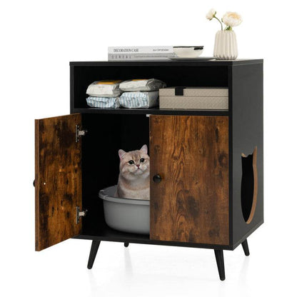 Rustic-Modern Cat Litter Cabinet with Extra Storage