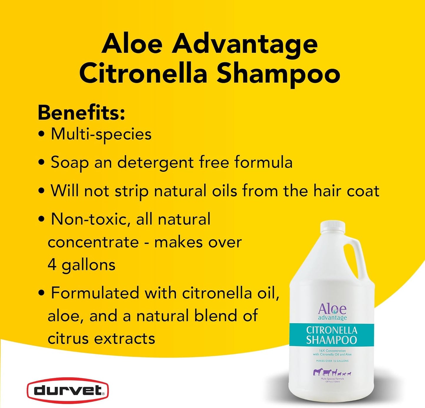 Durvet Citronella Shampoo Horse Livestock Dogs Gallon
