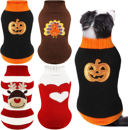 4-Pack Christmas Dog Sweaters – Festive Knit Pet Apparel, S–XL