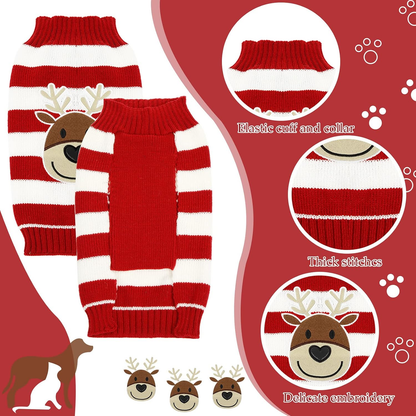 4-Pack Christmas Dog Sweaters – Festive Knit Pet Apparel, S–XL