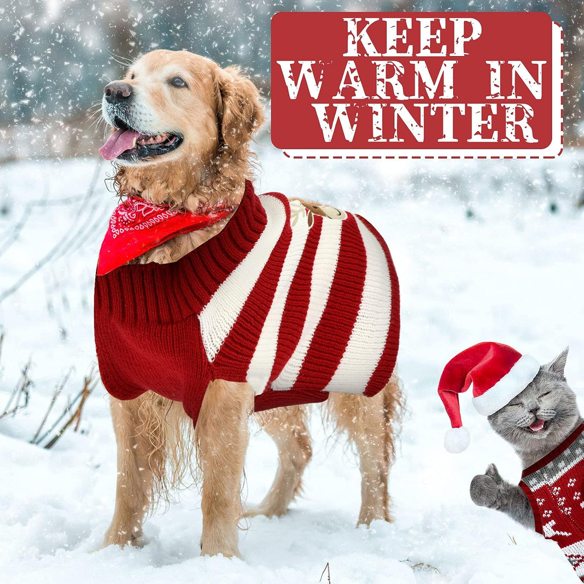 4-Pack Christmas Dog Sweaters – Festive Knit Pet Apparel, S–XL