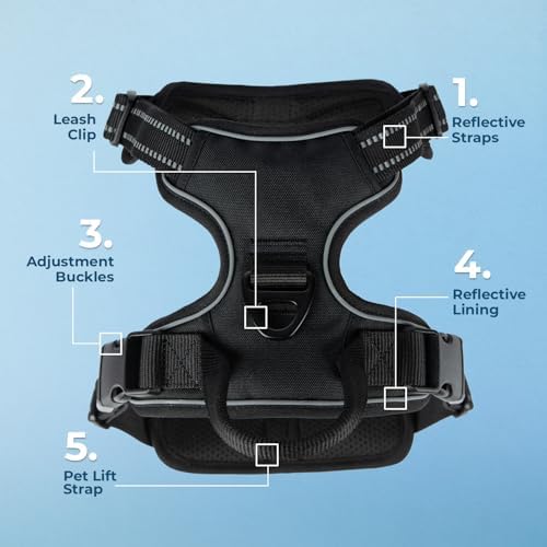 Voyager Dog Harness Dual Leash Attachment No-Pull Control Adjustable Soft but