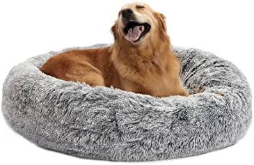 Bedfolks Calming Fluffy Donut Dog Bed