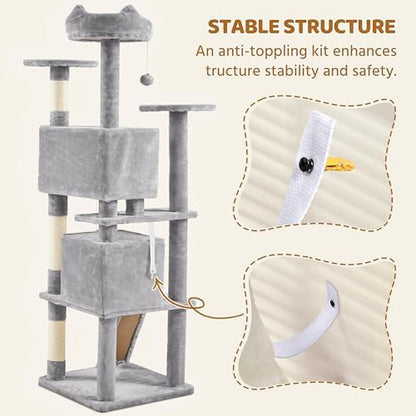 Yaheetech 70in Multi-Level Sturdy Cat Tree, Sisal Scratching Posts