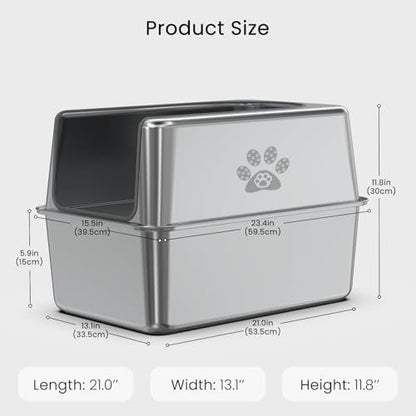 Enclosed Stainless Steel Cat Litter Box