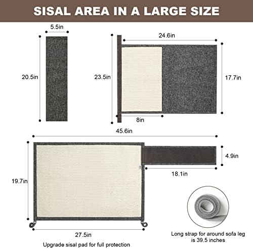 Upgraded Cat Scratch Sisal Sofa Protector, Furniture Couch Protector from Cat