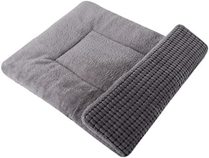 Reversible Dog Bed Mat with Plush and Corn Velvet, Soft Warm Pet Cushion