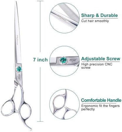 Dog Grooming Straight Scissors 7 inch Professional Pet Shears Made Of Japanese