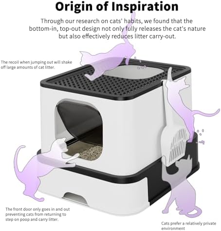 RIZZARI Stainless Steel Litter Box: Enclosed Pull-Out Drawer Top Exit