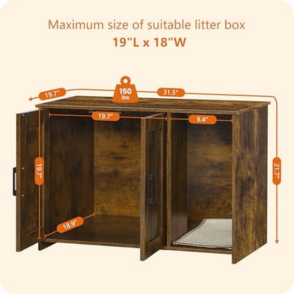 Dwanton Cat Litter Box Enclosure,