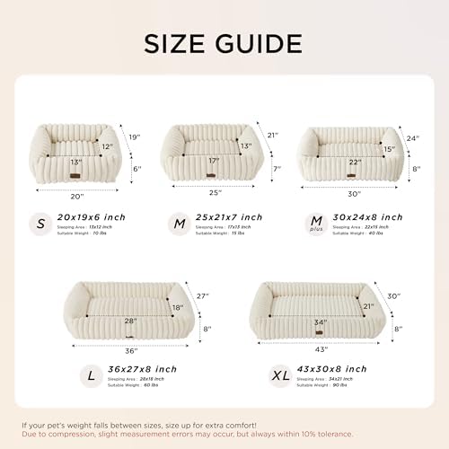 Bedsure ComfyFleece® Cute Dog Bed Medium Large Size Dog Washable，30in Cream