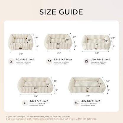 Bedsure ComfyFleece® Cute Dog Bed Medium Large Size Dog Washable，30in Cream