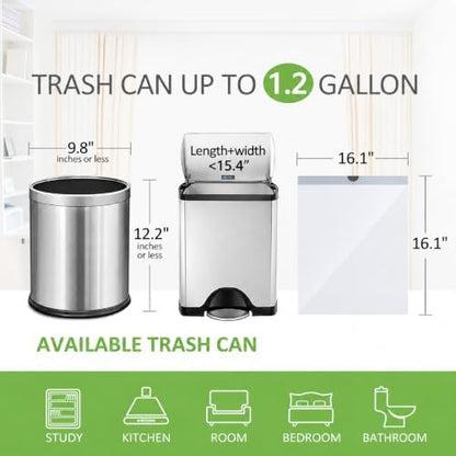 1.2 Gallon 100 Counts Small Drawstring Trash Bags by Teivio, 1.5 Gallon