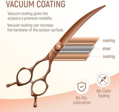 45° Super Curved Dog Grooming Scissors 7.5'' Matte Bronze
