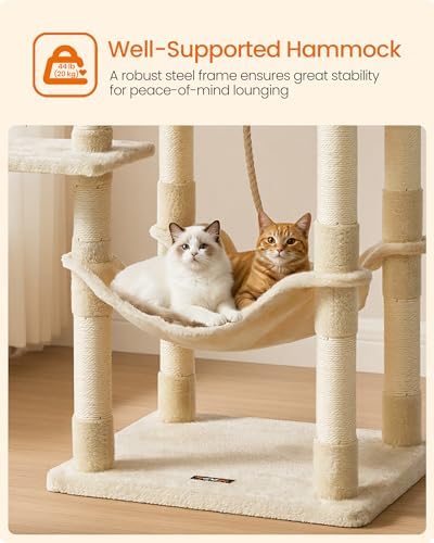 Feandrea Cat Tree, 55.8-Inch Large Cat Tower