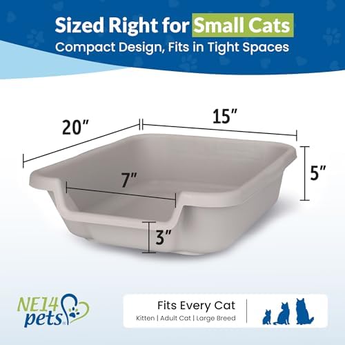 KittyGoHere Senior Cat Litter Box, Small Pan, 2 Pack Misty Gray
