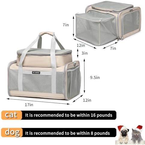 Airline Approved Pet Carrier for Cats and Small Dogs up to 15 lbs, Breathable
