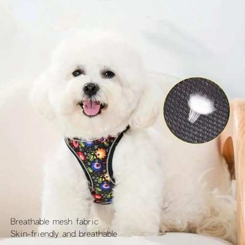 Step in Dog Harness No Pull Flower Adjustable Soft Mesh Harness