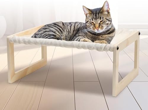 Elevated Cat Bed, Wooden Cat Hammock