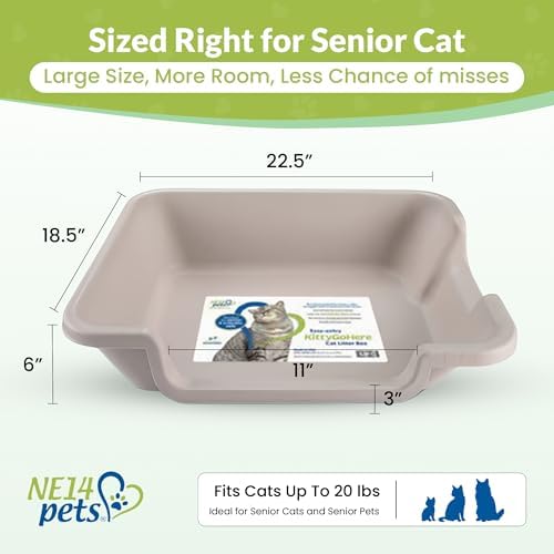 KittyGoHere 2.0 Easy Entry Cat Litter Box, 2 Pack Large Misty Gray