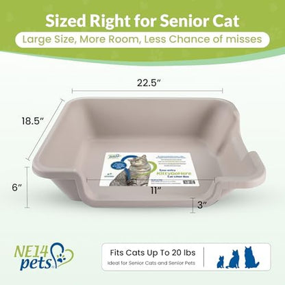 KittyGoHere 2.0 Easy Entry Cat Litter Box, 2 Pack Large Misty Gray