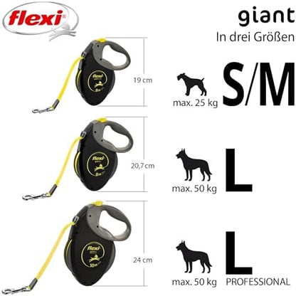 Flexi Giant Professional, L: 10 M, Schwarz/Neon