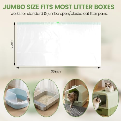 Feisco 20 Counts Drawstring Cat Litter Box Liners, Thick Heavy Duty Cat Litter