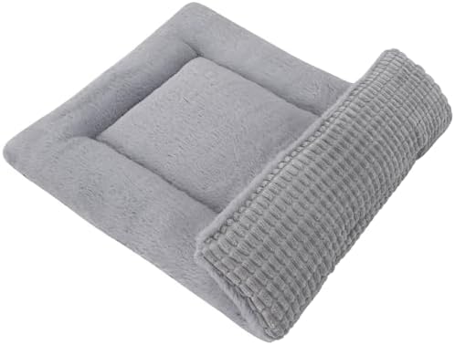 Reversible Dog Bed Mat with Plush and Corn Velvet, Soft Warm Pet Cushion