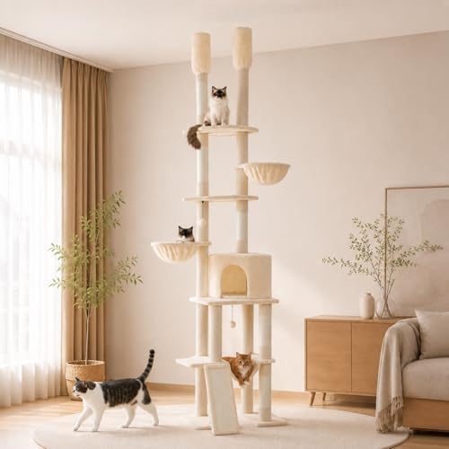 PAWZ Road Floor to Ceiling Cat Tree, 85–112" Tall Cat Tower