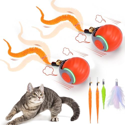 BABORUI 2Pack Orange Interactive Cat Toy Ball