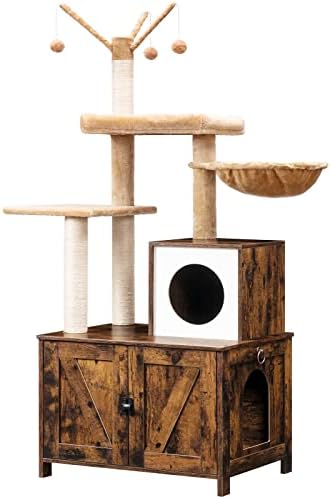 HOOBRO Cat Tree with Litter Box Enclosure