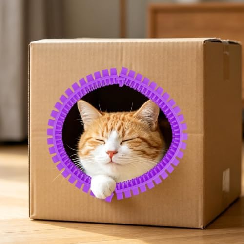Cat Self Groomer Arch for Cardboard Boxes, DIY Tunnel Self-Grooming Brush Hole