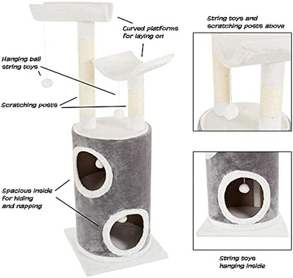 45in Cat Tree with Napping Perches, 2 Story Cat Condo, Cat Scratching Posts
