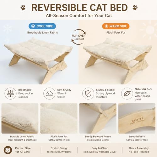 JSPYFITS Elevated Cat Bed Hammock, Raised Cat Bed