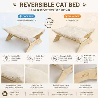 JSPYFITS Elevated Cat Bed Hammock, Raised Cat Bed