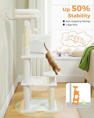 MUTTROS 45.7" Cat Tree with Hammock, Condo & 4 Sisal Posts