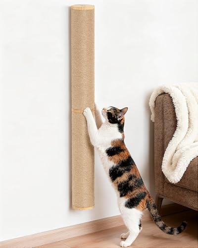 Aechonow 34" Cat Scratching Post, Wood Wall Mounted Cat Scratcher