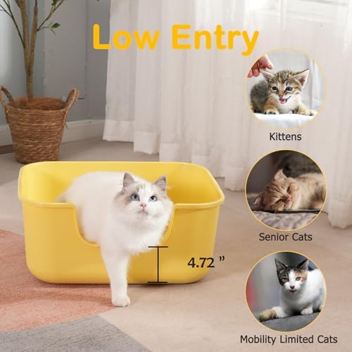 Large Cat Litter Box with High Sides, Cat Boxes