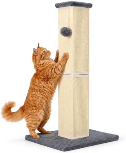 Cat Scratching Post for Indoor Cat, 32 Inch Large Cat Scratcher Grey