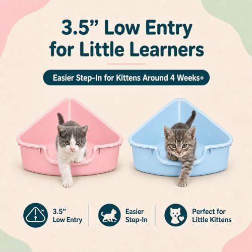Corner Litter Box, Low Entry Kitten Litter Box