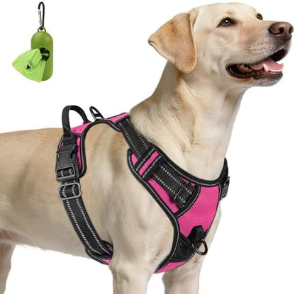Joytale No Pull Dog Harness for Large Dogs, Front Clip, Hot Pink