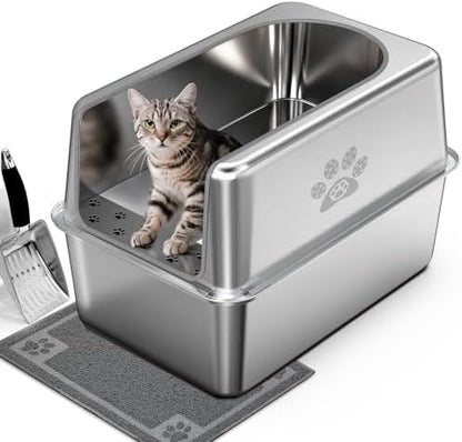 Enclosed Stainless Steel Cat Litter Box