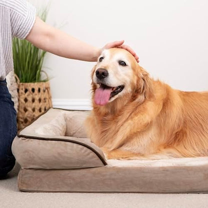 Furhaven Cooling Gel Dog Bed for Large/Medium Dogs w/ Removable Bolsters &