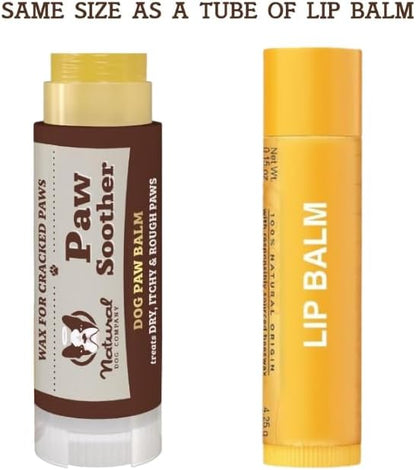 Natural Dog Company Paw Soother Balm for Dogs 0.15 oz Stick, Organic Soothing & Moisturizing Relief for Dry, Cracked Paws, Winter Healing Relief, Gentle & Lick-Safe