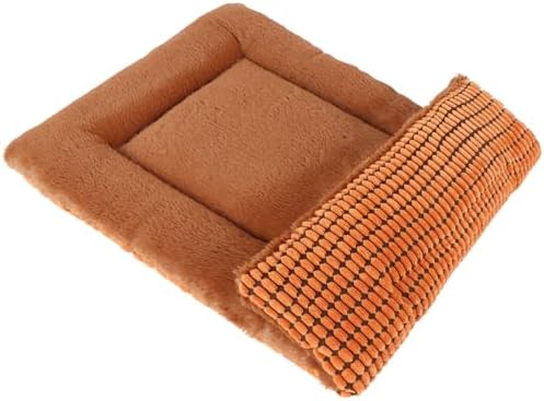 Reversible Dog Bed Mat with Plush and Corn Velvet, Soft Warm Pet Cushion