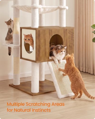 Feandrea Tall Cat Tree, 8-Tier Wood Tower
