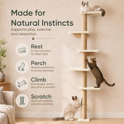 80-Inch Wall-Mounted Cat Tree