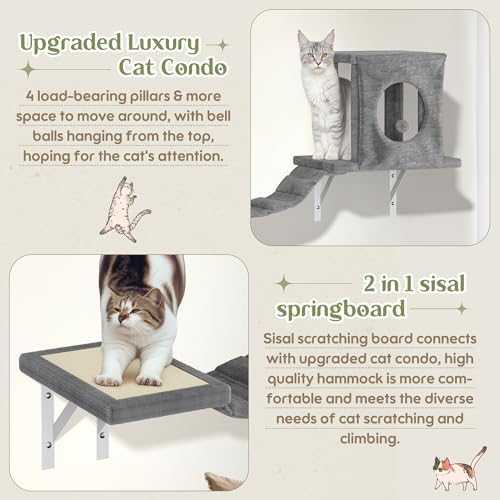 14-in-1 Cat Wall Shelves, Wall Mounted Cat Shelves, Space Saving